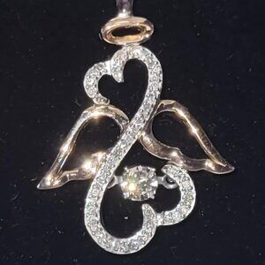 Jane Seymour Open Hearts LIMITED EDITION 1/6ct ANGEL~10K RG/925 SS